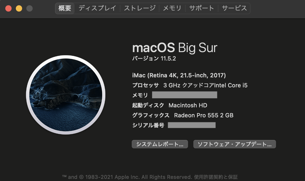 Mac OSのバグが発生している